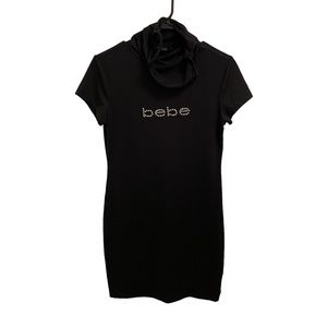 BeBe Studded women’s black dress with attached mask Size M